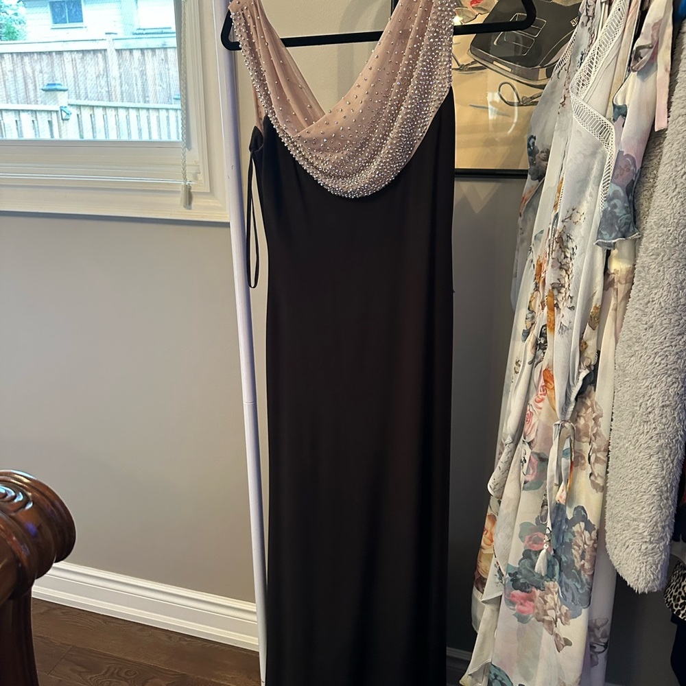 Cachet Champagne Beaded Gown
